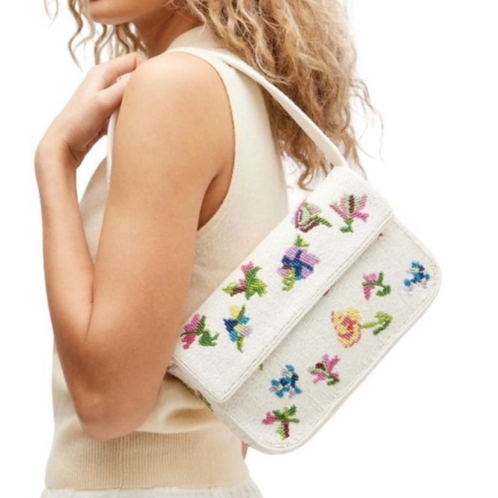 STAUD TOMMY BEADED BAG - White Flowers *** SOLD OUT***